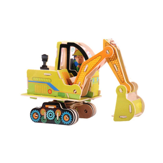 3 PCS 512 Children Wooden Assembled Car Engineering Vehicle Excavator Assembling Toy(Excavator) - Puzzle Toys by buy2fix | Online Shopping UK | buy2fix