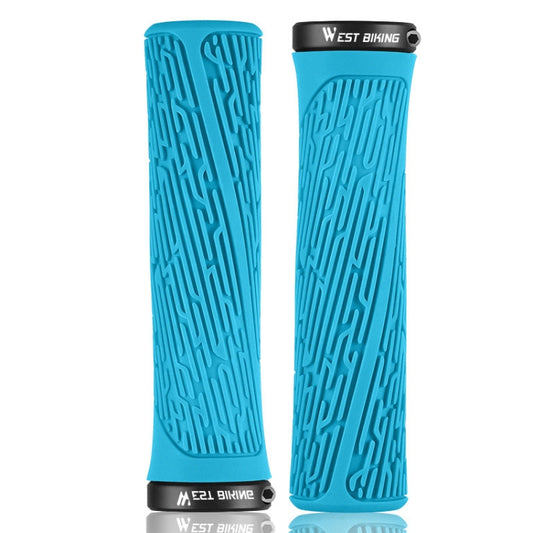 1 Pair WEST BIKING YP0804061 Bicycle Anti-Slip Shock Absorber Grip Mountain Bike Rubber Handlebar Cover(Blue) - Outdoor & Sports by WEST BIKING | Online Shopping UK | buy2fix