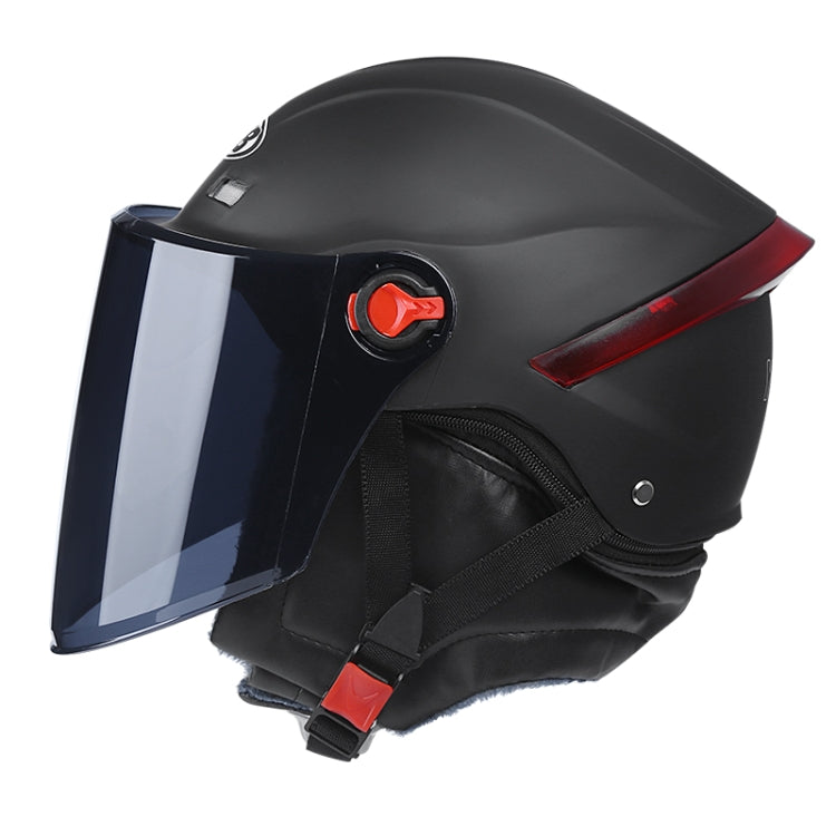 BYB W-266 Four Seasons Men And Women Universal Helmet Electric Motorcycle Anti-Fog Keep Warm Protective Cap, Specification: Tea Color Lens(Matt Black) - In Car by buy2fix | Online Shopping UK | buy2fix