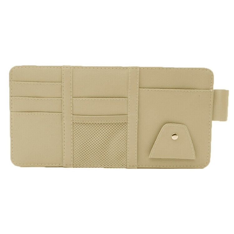 2 PCS Auto Sun Visor Card Clip Business Card Glasses Clip Zipper Car Mobile Phone Document Folder(Beige) - In Car by buy2fix | Online Shopping UK | buy2fix