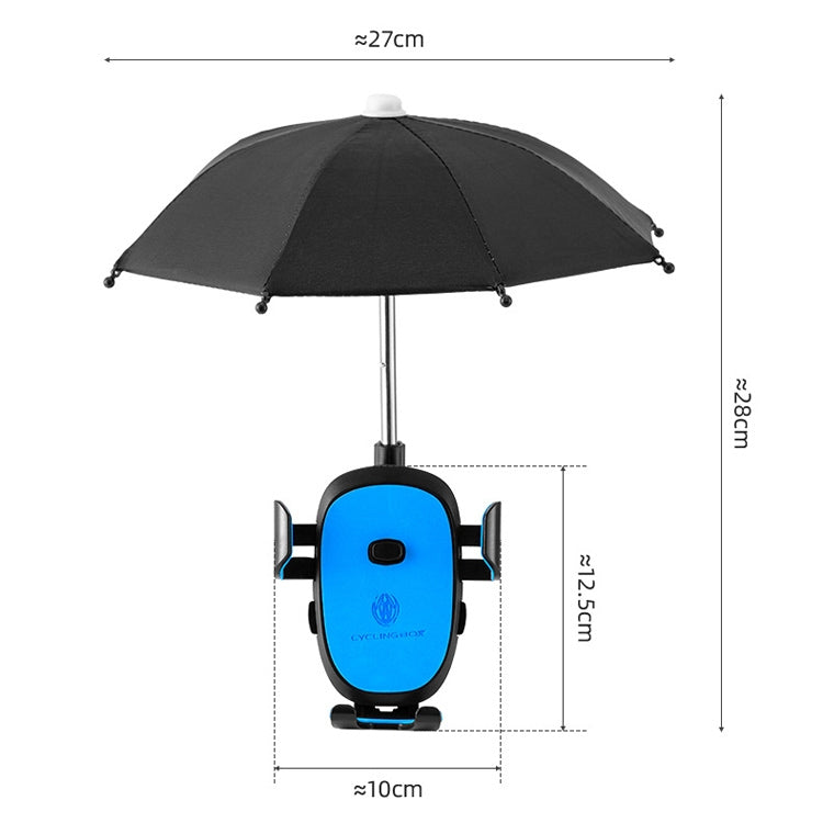 CYCLINGBOX BG-2935 Bicycle Mobile Phone Bracket With Umbrella Waterproof Navigation Electric Car Mobile Phone Frame, Style: Handlebar Installation (Black) - Outdoor & Sports by CYCLINGBOX | Online Shopping UK | buy2fix