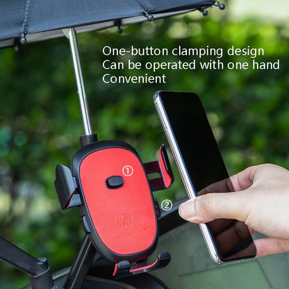 CYCLINGBOX BG-2935 Bicycle Mobile Phone Bracket With Umbrella Waterproof Navigation Electric Car Mobile Phone Frame, Style: Handlebar Installation (Red) - Outdoor & Sports by CYCLINGBOX | Online Shopping UK | buy2fix