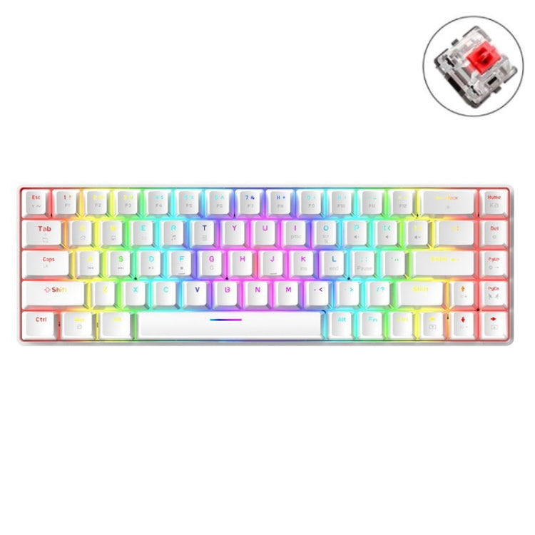 T8 68 Keys Mechanical Gaming Keyboard RGB Backlit Wired Keyboard, Cable Length:1.6m(White RGB Red Shaft) - Wired Keyboard by buy2fix | Online Shopping UK | buy2fix