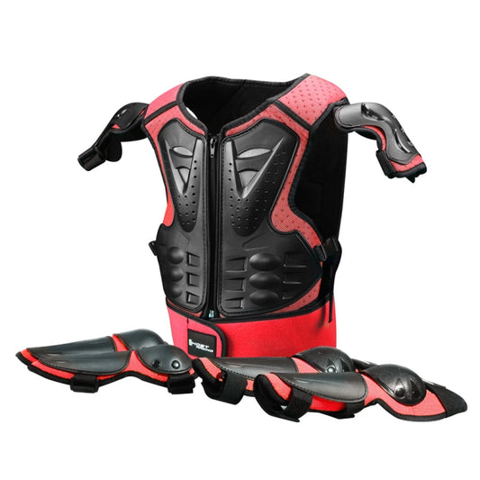 GHOST RACING Motorcycle Protective Gear Children Safety Riding Sport Vest + Knee Pads + Elbow Pads Protective Suit(Red) - In Car by GHOST RACING | Online Shopping UK | buy2fix