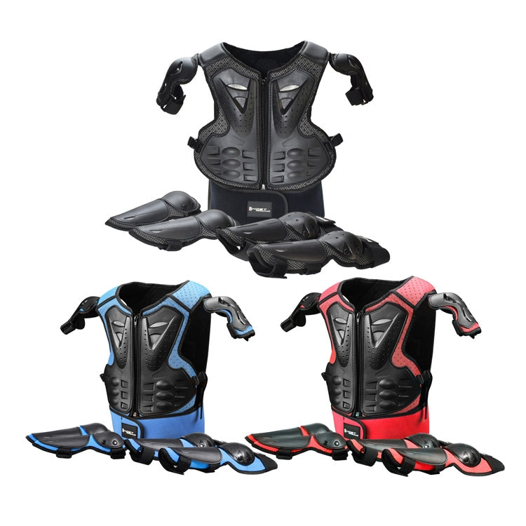 GHOST RACING Motorcycle Protective Gear Children Safety Riding Sport Vest + Knee Pads + Elbow Pads Protective Suit(Red) - In Car by GHOST RACING | Online Shopping UK | buy2fix