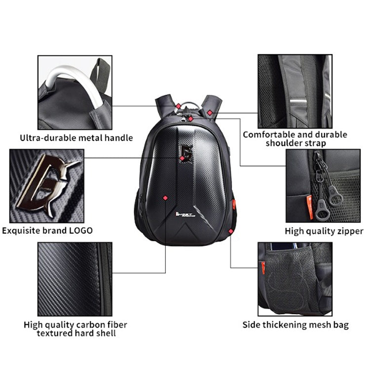 GHOST RACING GR-BB02 Men Motorcycle Riding Backpack Helmet Hard Shell Backpack Locomotive Travel Computer Bag(Black) - In Car by GHOST RACING | Online Shopping UK | buy2fix