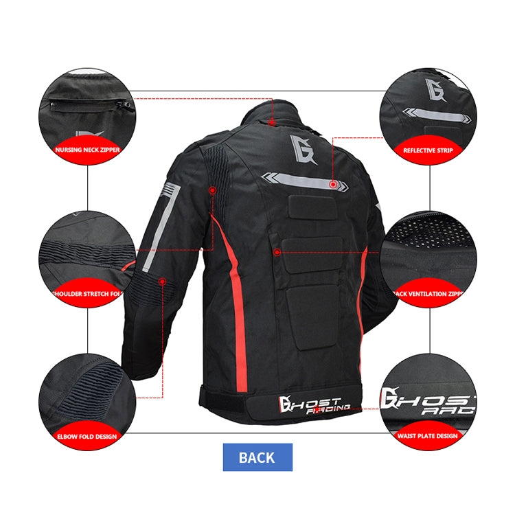 GHOST RACING GR-Y07 Motorcycle Cycling Jacket Four Seasons Locomotive Racing Anti-Fall Cloth, Size: XXL(Black) - In Car by GHOST RACING | Online Shopping UK | buy2fix