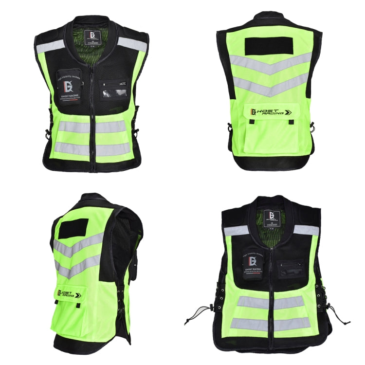 GHOST RACING GR-Y06 Motorcycle Riding Vest Safety Reflective Vest, Size: M(Fluorescent Green) - In Car by GHOST RACING | Online Shopping UK | buy2fix