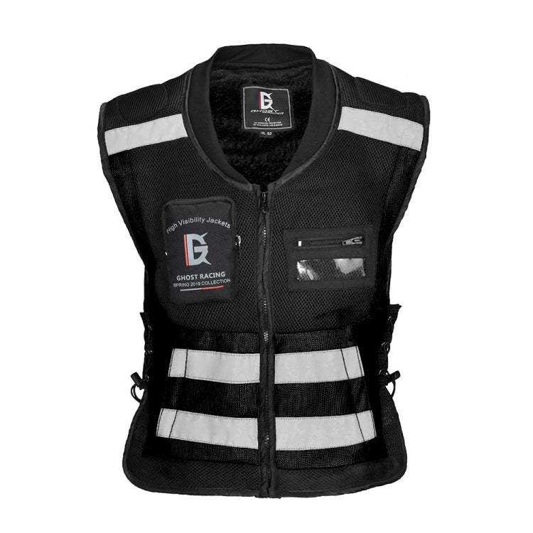 GHOST RACING GR-Y06 Motorcycle Riding Vest Safety Reflective Vest, Size: M(Black) - In Car by GHOST RACING | Online Shopping UK | buy2fix