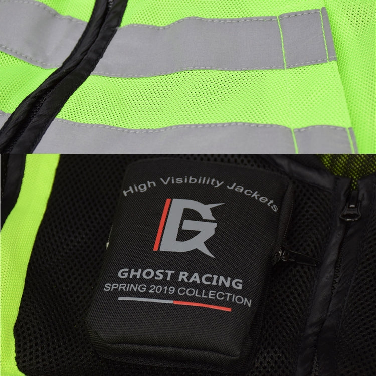 GHOST RACING GR-Y06 Motorcycle Riding Vest Safety Reflective Vest, Size: XL(Fluorescent Green) - In Car by GHOST RACING | Online Shopping UK | buy2fix