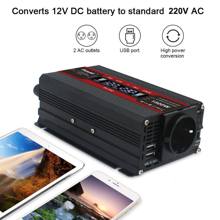 2600W LCD Smart Home Car Inverter 12V To 220V Power Converter - In Car by buy2fix | Online Shopping UK | buy2fix