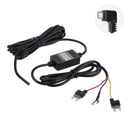 H516 Recording Step-down Line Shrinkage Video Car Charger Line Parking Monitoring Three-Core Power Cord, Model: With Fuse(Micro Left Elbow) - In Car by buy2fix | Online Shopping UK | buy2fix