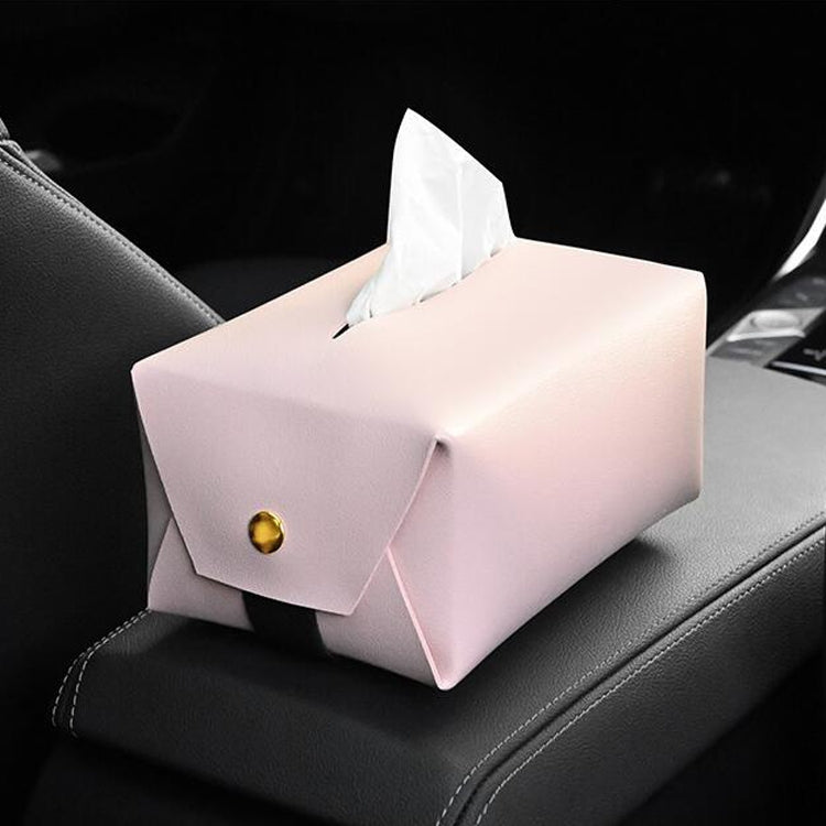 2 PCS Car Leather Tissue Box Home Paper Towel Storage Box(Pink) - In Car by buy2fix | Online Shopping UK | buy2fix