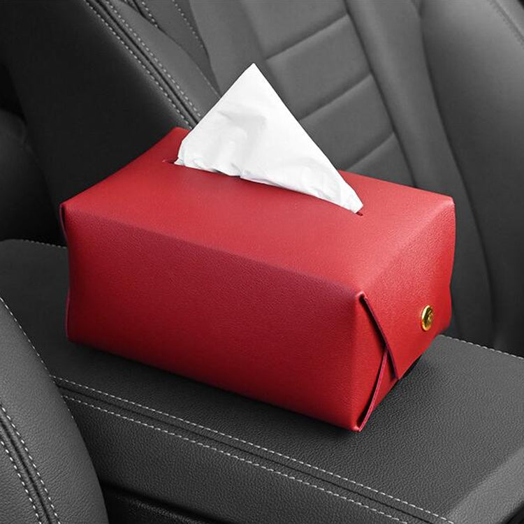 2 PCS Car Leather Tissue Box Home Paper Towel Storage Box(Red Wine) - In Car by buy2fix | Online Shopping UK | buy2fix