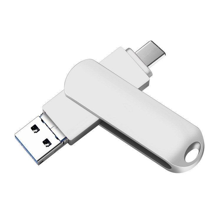 32GB USB 3.0 + 8 Pin + USB-C / Type-C 3 in 1 Phone Computer Rotatable Metal U-Disk - USB Flash Drives by buy2fix | Online Shopping UK | buy2fix