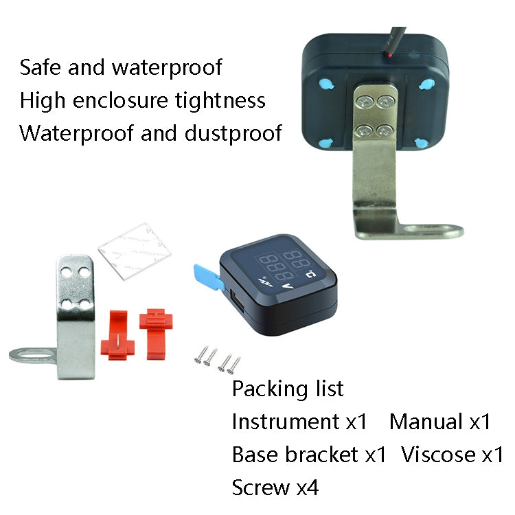 12-24V Motorcycle Modified Electronic Meter Voltage Temperature Table With USB Car Charger(Blue Red) - In Car by buy2fix | Online Shopping UK | buy2fix