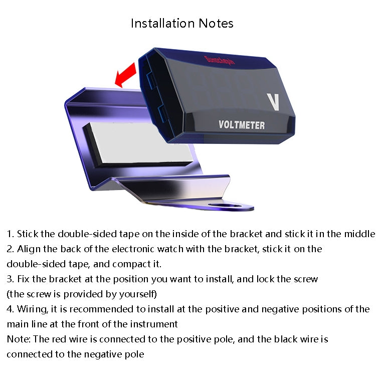 SUMOCHEPIN SMCP101 8-150V Motorcycle Modified Voltmeter LED Digital Display Electric Pressure Meter, Colour: Colorful Bracket+Red Voltmeter - In Car by buy2fix | Online Shopping UK | buy2fix