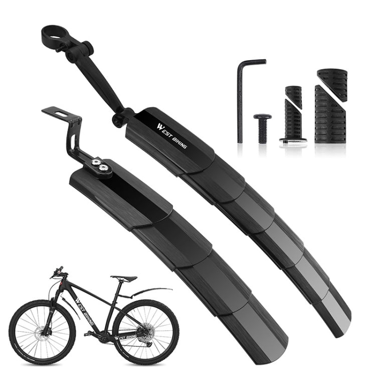 WEST BIKING Mountain Bike Retractable Folding Mudguards(Black) - Outdoor & Sports by buy2fix | Online Shopping UK | buy2fix