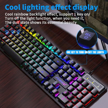 FOREV FV-Q305S Colorful Luminous Wired Spanish Keyboard and Mouse Set(Black) - Wired Keyboard by buy2fix | Online Shopping UK | buy2fix