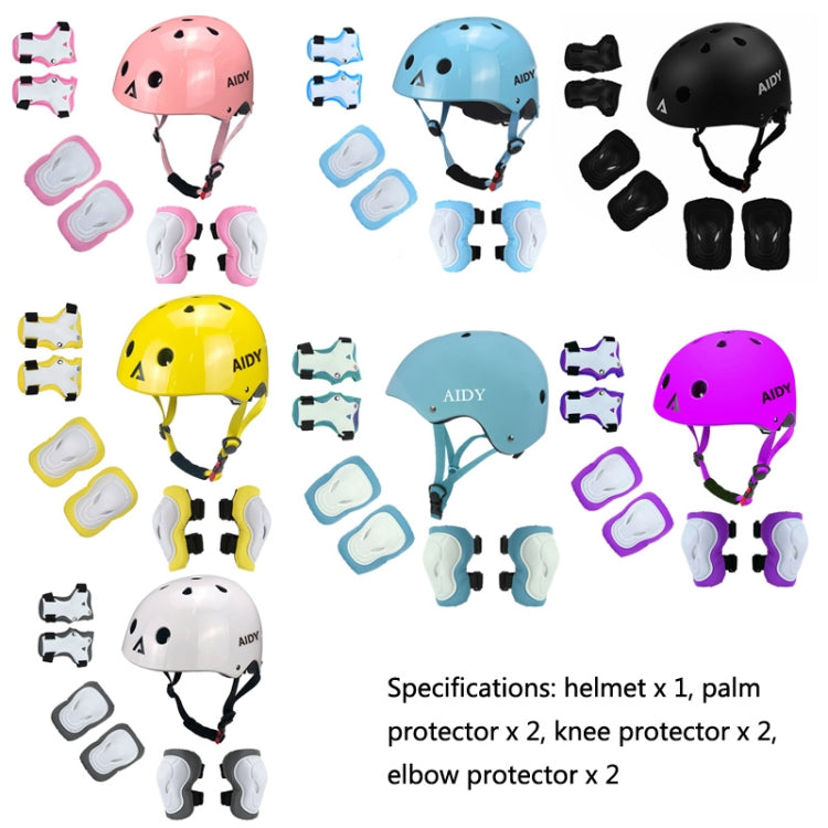 AIDY 7 In 1 Children Roller Skating Sports Protective Gear Set(Dumb Blue) - Protective Helmet & Masks by buy2fix | Online Shopping UK | buy2fix