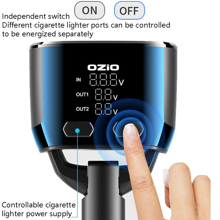 Ozio Car Charger Cigarette Lighter Conversion Plug USB Fast Flashing Charger, Model: CL48Q Black - Car Charger by ozio | Online Shopping UK | buy2fix