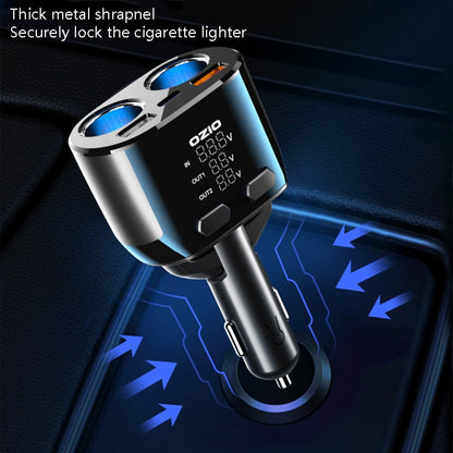 Ozio Car Charger Cigarette Lighter Conversion Plug USB Fast Flashing Charger, Model: CL48Q Black - Car Charger by ozio | Online Shopping UK | buy2fix