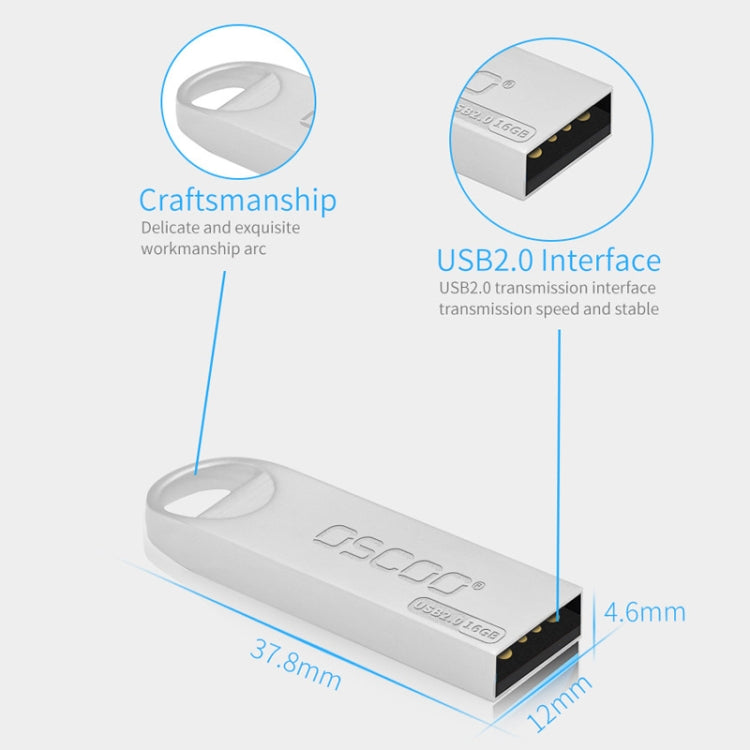 OSCOO 002U-2 USB 2.0 Metal Mini U Disk, Capacity: 16GB - USB Flash Drives by OSCOO | Online Shopping UK | buy2fix