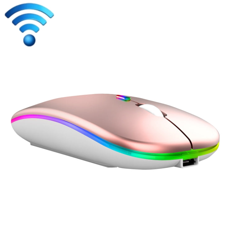 C7002 2400DPI 4 Keys Colorful Luminous Wireless Mouse, Color: 2.4G Rose Gold - Wireless Mice by buy2fix | Online Shopping UK | buy2fix