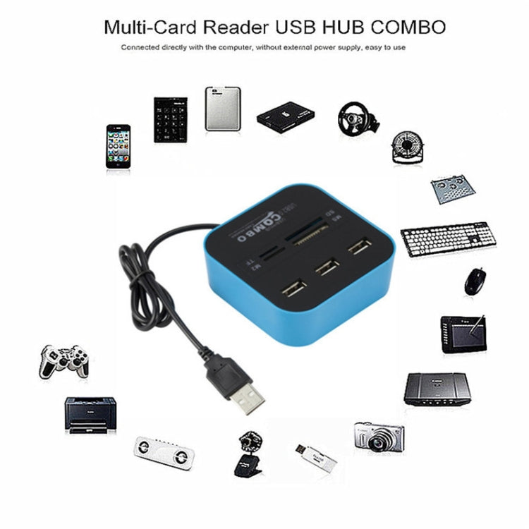 7 In 1 COMBO USB 2.0 HUB Reader(7-ports) - USB 2.0 HUB by buy2fix | Online Shopping UK | buy2fix