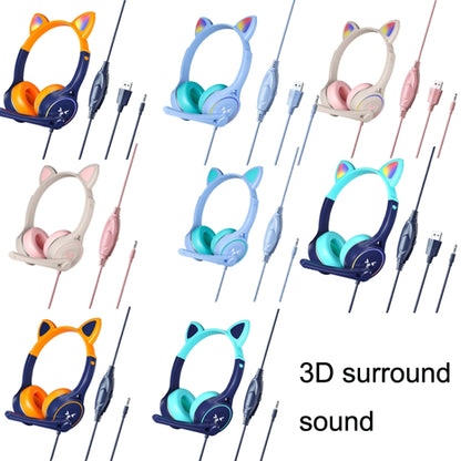 Soyto SY-G30 Cat Ear Computer Headset, Style: Non-luminous Version (Blue Orange) - Multimedia Headset by Soyto | Online Shopping UK | buy2fix