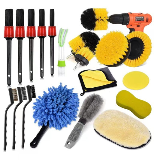 19 PCS / Set Car Wheel Cleaning Brush Interior Detail Brush - In Car by buy2fix | Online Shopping UK | buy2fix