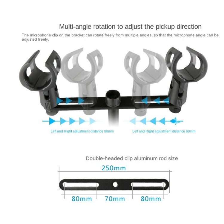 A16 Double-headed  Microphone Clip Aluminum Pole Microphone Accessories - Consumer Electronics by buy2fix | Online Shopping UK | buy2fix