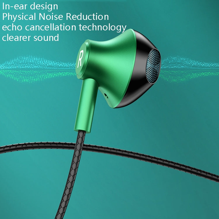 TS6800 3.5mm Metal Elbow Noise Cancelling Wired Game Earphone(Green) - Normal Style Earphone by buy2fix | Online Shopping UK | buy2fix