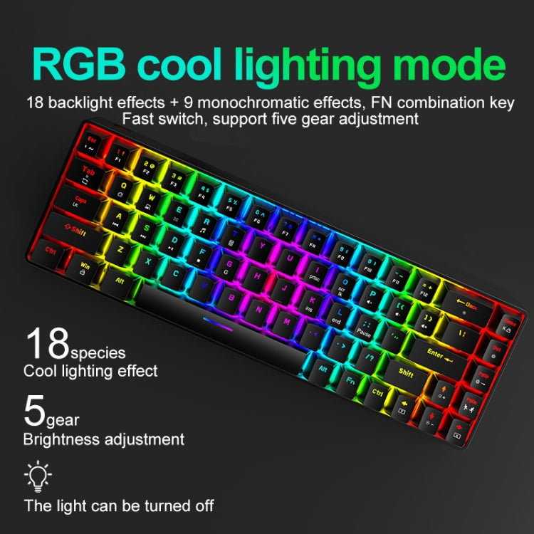 ZIYOU LANG T8 68 Keys RGB Luminous Gaming Mechanical Keyboard, Cable Length:1.6m(White Red Shaft) - Wired Keyboard by ZIYOU LANG | Online Shopping UK | buy2fix