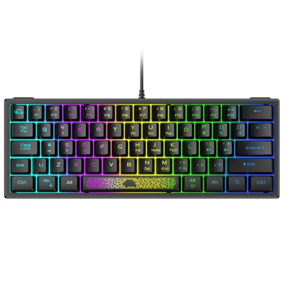 ZIYOU LANG K61 62 Keys RGB Lighting Mini Gaming Wired Keyboard, Cable Length:1.5m(Black) - Wired Keyboard by ZIYOU LANG | Online Shopping UK | buy2fix