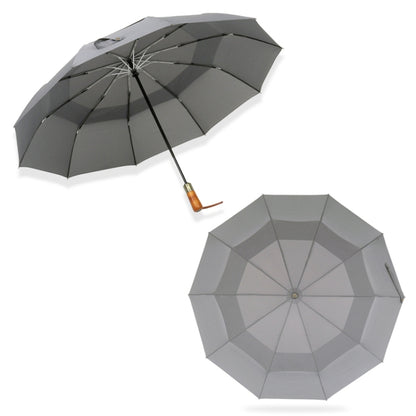 PARACHASE Ten-bone Double-layer Large Windproof Business Automatic Folding Umbrella(Grey) - Umbrellas by PARACHASE | Online Shopping UK | buy2fix
