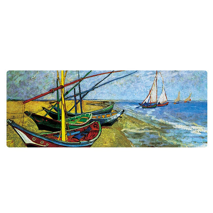 300x800x1.5mm Unlocked Am002 Large Oil Painting Desk Rubber Mouse Pad(Seaside Boat) - Mouse Pads by buy2fix | Online Shopping UK | buy2fix