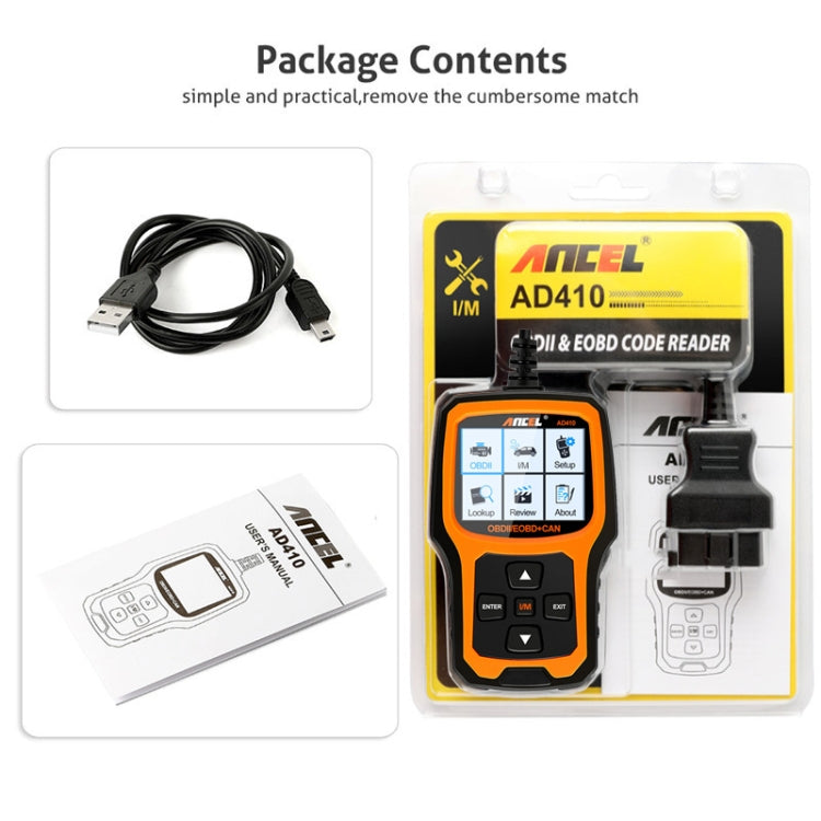 ANCEL AD410 OBD2 Car Universal Auto Diagnostic Scanner - In Car by buy2fix | Online Shopping UK | buy2fix