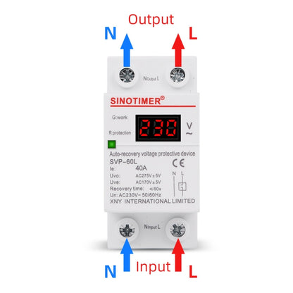 SINOTIMER 220V LED Digital Display Delay Automatic Reset Under-voltage Protector(SVP-60L) - Consumer Electronics by SINOTIMER | Online Shopping UK | buy2fix