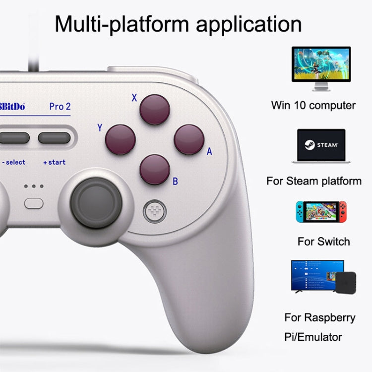 8Bitdo Pro 2 Wired Gamepad For Switch(Gray) - Gamepads by 8Bitdo | Online Shopping UK | buy2fix