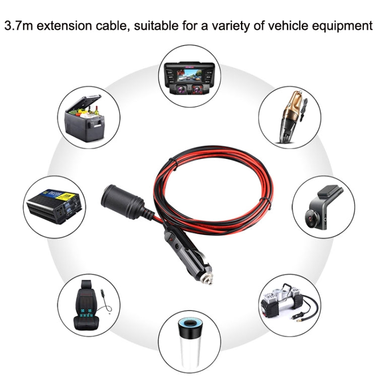 12-24V Car Cigarette Lighter Plug Extension Line, Cable Length 3.7m - In Car by buy2fix | Online Shopping UK | buy2fix