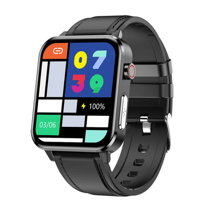 LOANIY E86 1.7 Inch Heart Rate Monitoring Smart Bluetooth Watch, Color: Black Leather - Smart Watches by LOANIY | Online Shopping UK | buy2fix