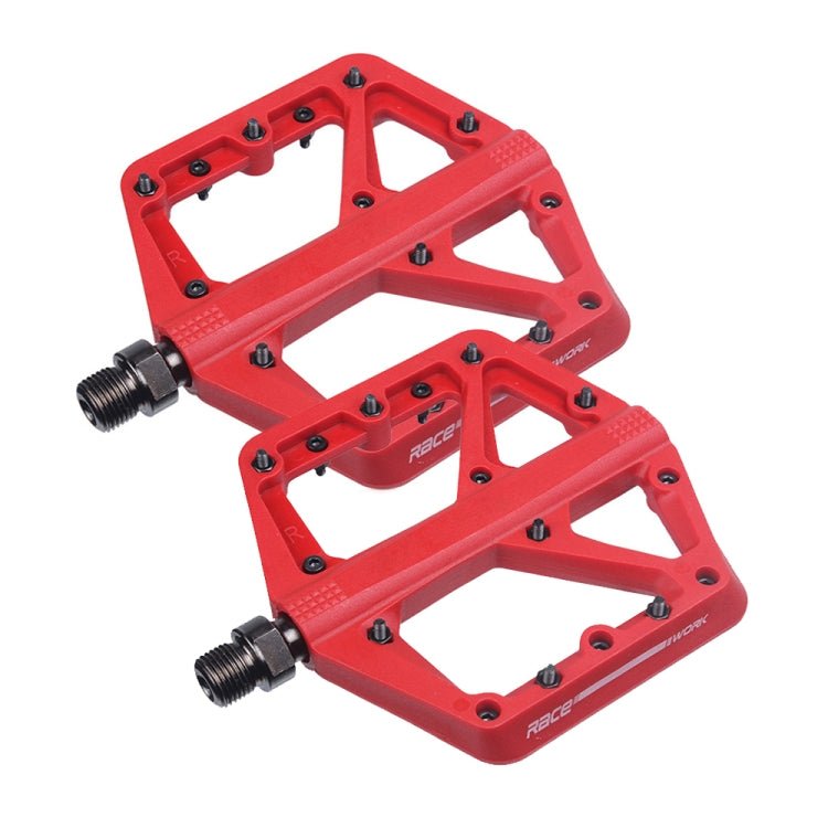 RACEWORK RK66 Mountain Bike Nylon Fiber Pedals(Red) - Outdoor & Sports by RACEWORK | Online Shopping UK | buy2fix