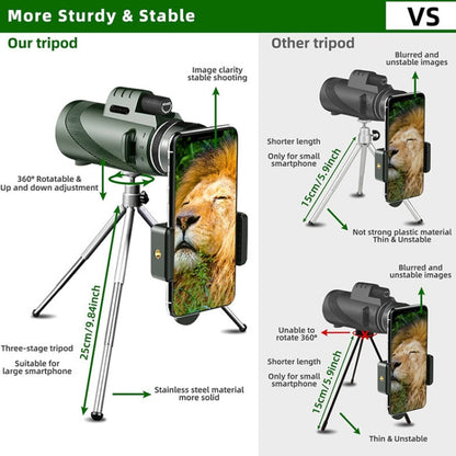 40X60 Outdoor Night Vision High Power HD Monocular (Standard+Universal Clip+Tripod) - Monocular Binoculars by buy2fix | Online Shopping UK | buy2fix