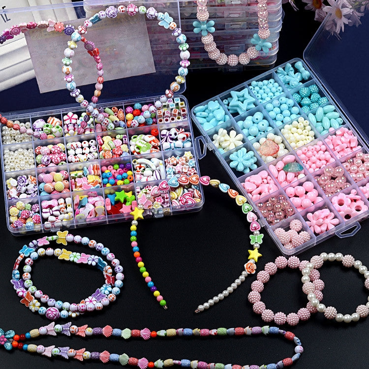 24 Grid Acrylic Beaded Kids DIY Necklace Bracelet Toys(Dark Color Series) - DIY Developmental Toys by buy2fix | Online Shopping UK | buy2fix