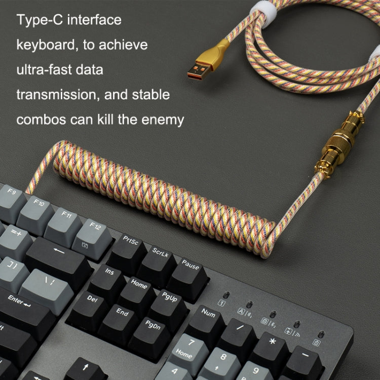 Mechanical Keyboard Spring Cable Gold-plated Aerial Plug(Black) - Others by buy2fix | Online Shopping UK | buy2fix