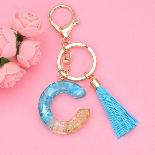 2 PCS English Alphabet Epoxy Tassel Keychain Bag Pendant(C) - In Car by buy2fix | Online Shopping UK | buy2fix