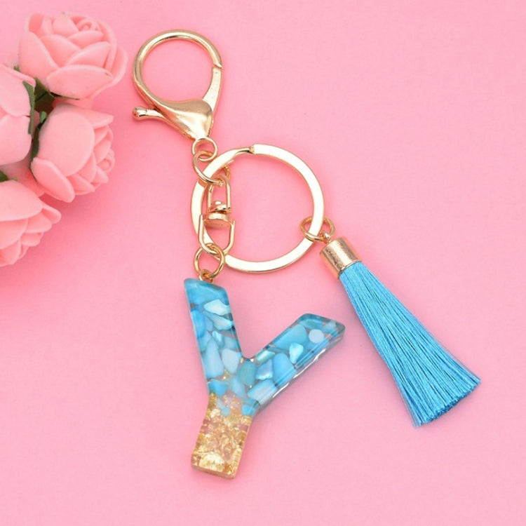 2 PCS English Alphabet Epoxy Tassel Keychain Bag Pendant(Y) - In Car by buy2fix | Online Shopping UK | buy2fix