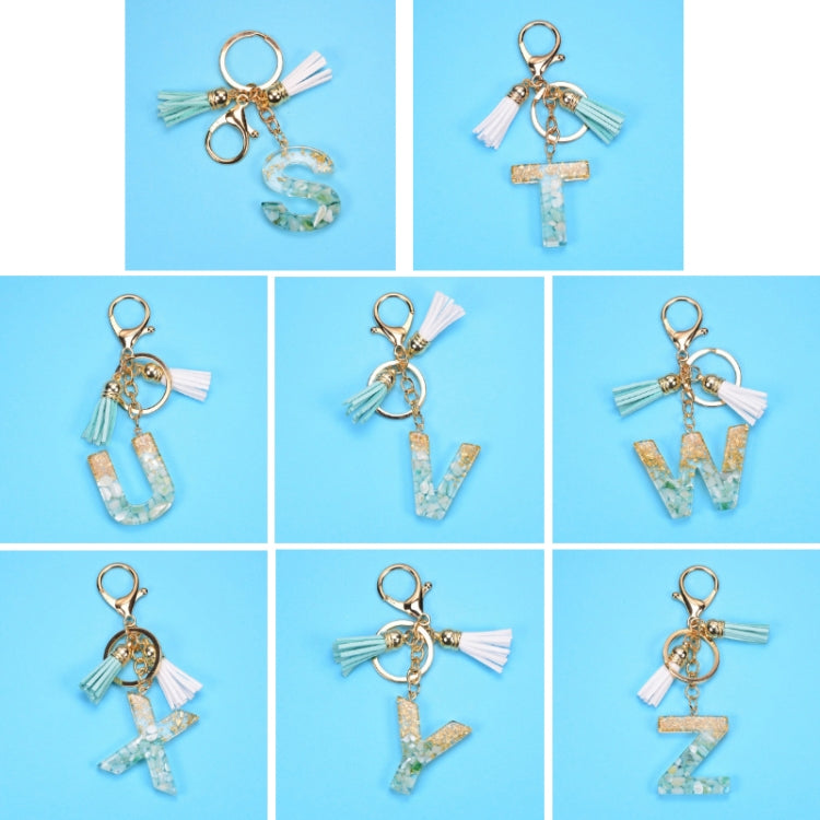 2 PCS Gold Foil English Letter Tassel Keychain Bag Decoration Pendant(U) - In Car by buy2fix | Online Shopping UK | buy2fix