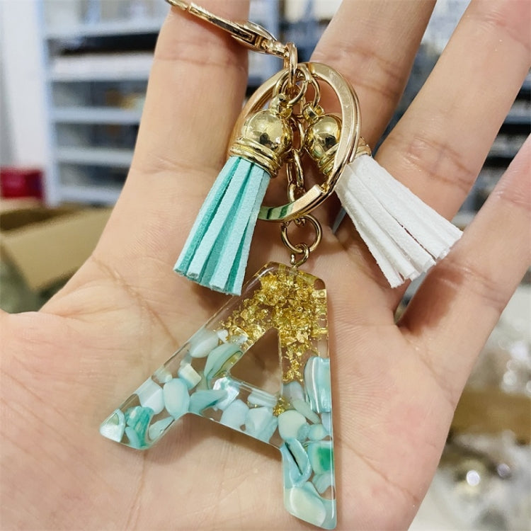 2 PCS Gold Foil English Letter Tassel Keychain Bag Decoration Pendant(B) - In Car by buy2fix | Online Shopping UK | buy2fix